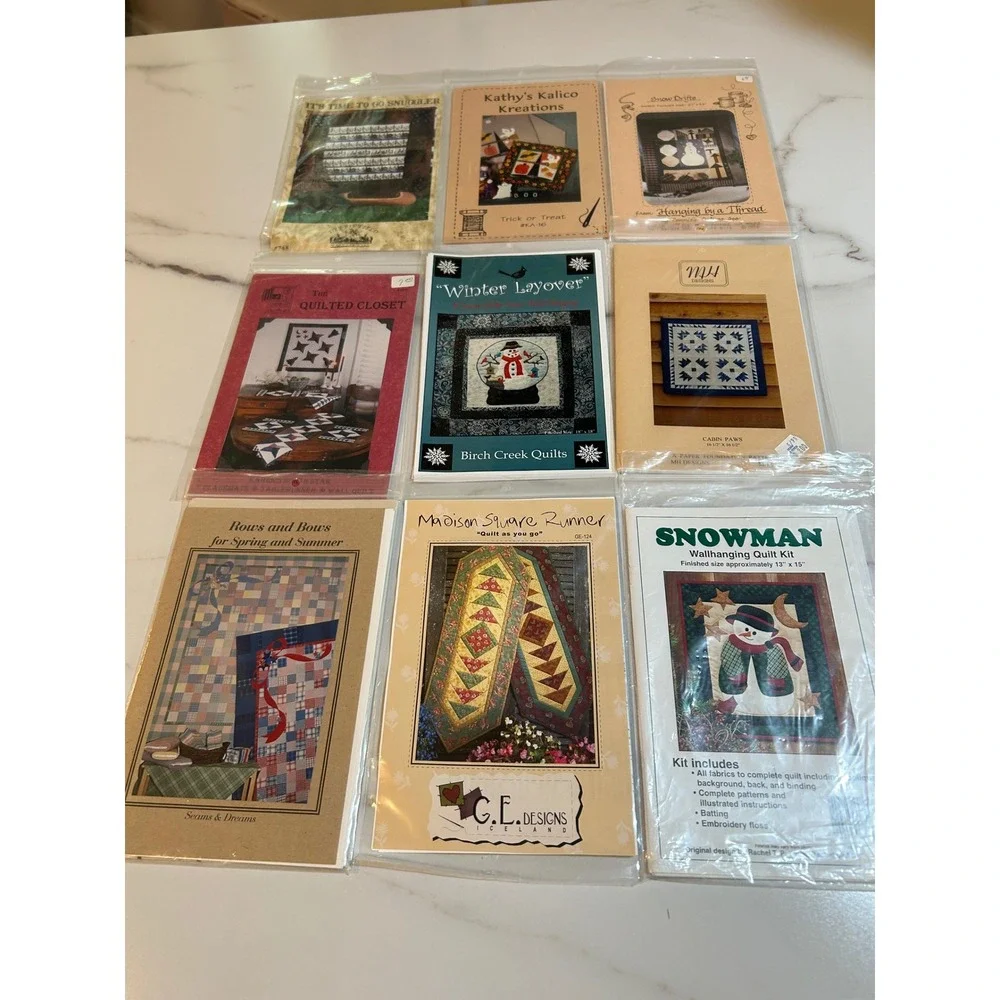 Lot of 9 Quilt Patterns‎ Kits Snowman Winter Holiday Table Runner Wall Hanging